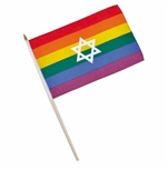 Rainbow star 30 x 45 cm. Stick Flag